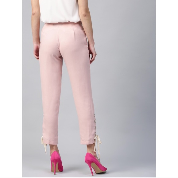 Regular Fit Baby Pink Solid Trousers! Size: Medium - Picture 3 of 8
